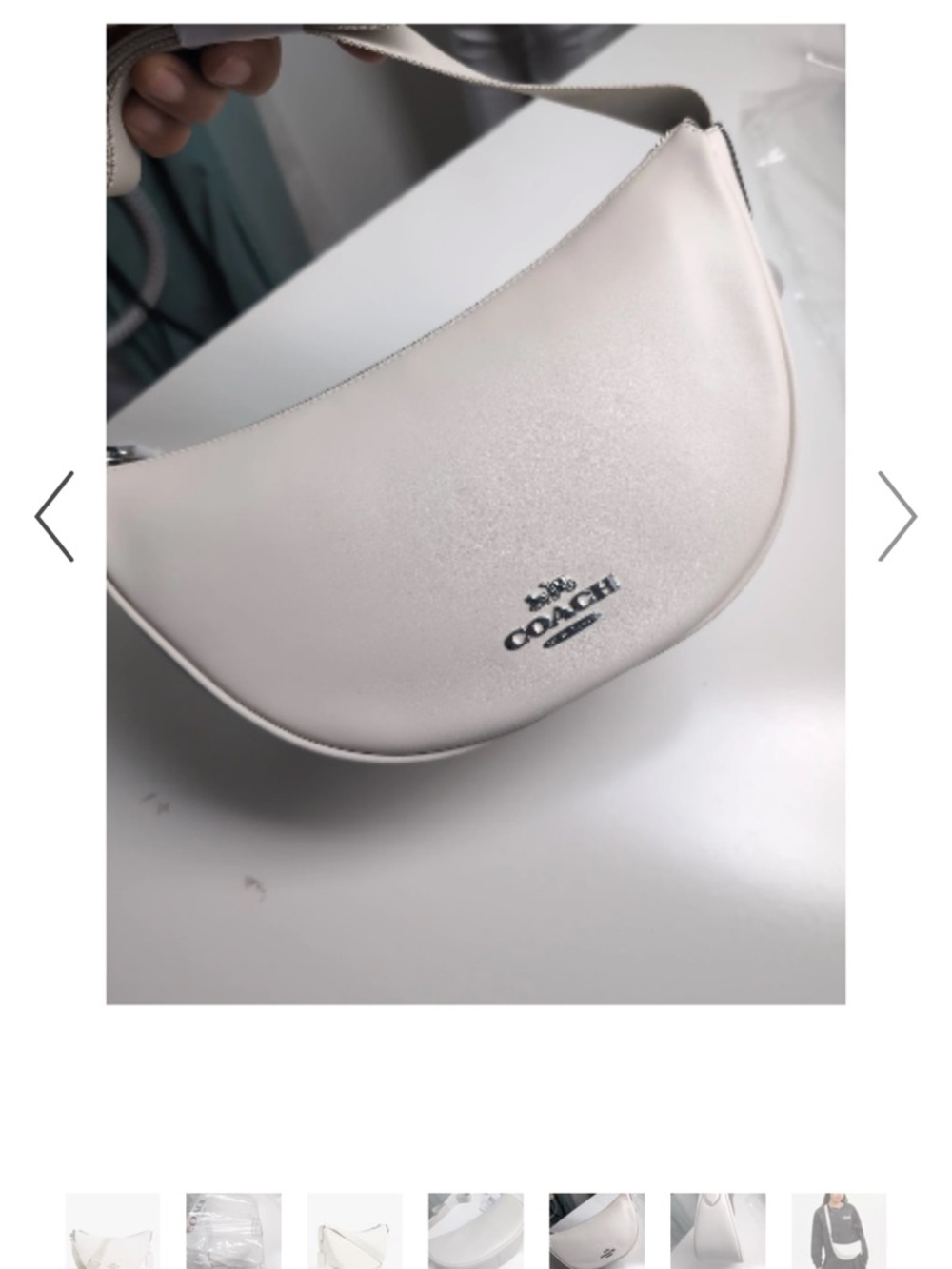Coach Mini Crescent Shoulder Bag in Soft Cream with Silver Hardware